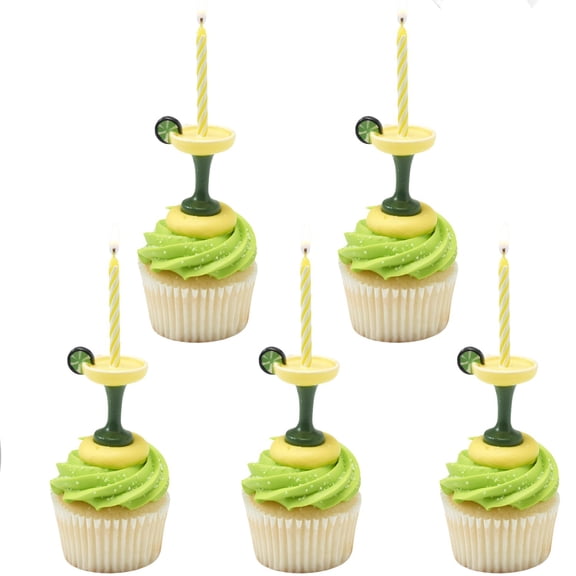 Cake Topper Decor,Margarita Shape Candles 6ct (2 pack)