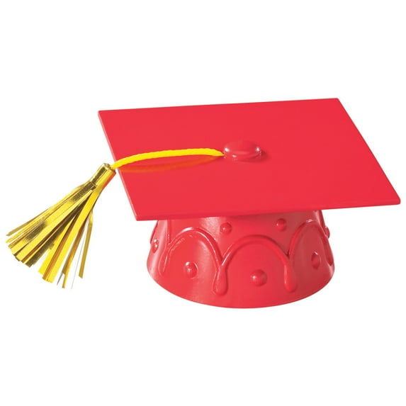 Cake Topper Decor, Red Grad Cap with Tassels Layon (24/PKG)
