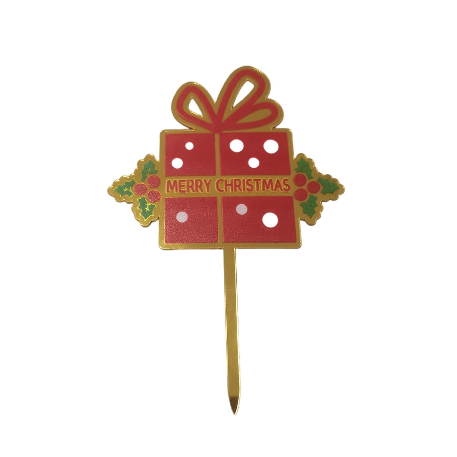 Cake Topper Letter Gift Box Shape Santa Claus Sock Acrylic Cake