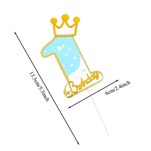 Cake Topper Paper Cake Topper Party Decoration Light Blue Number Birthday Cake Insert Card, Cake Decoration Insert Card, Desser