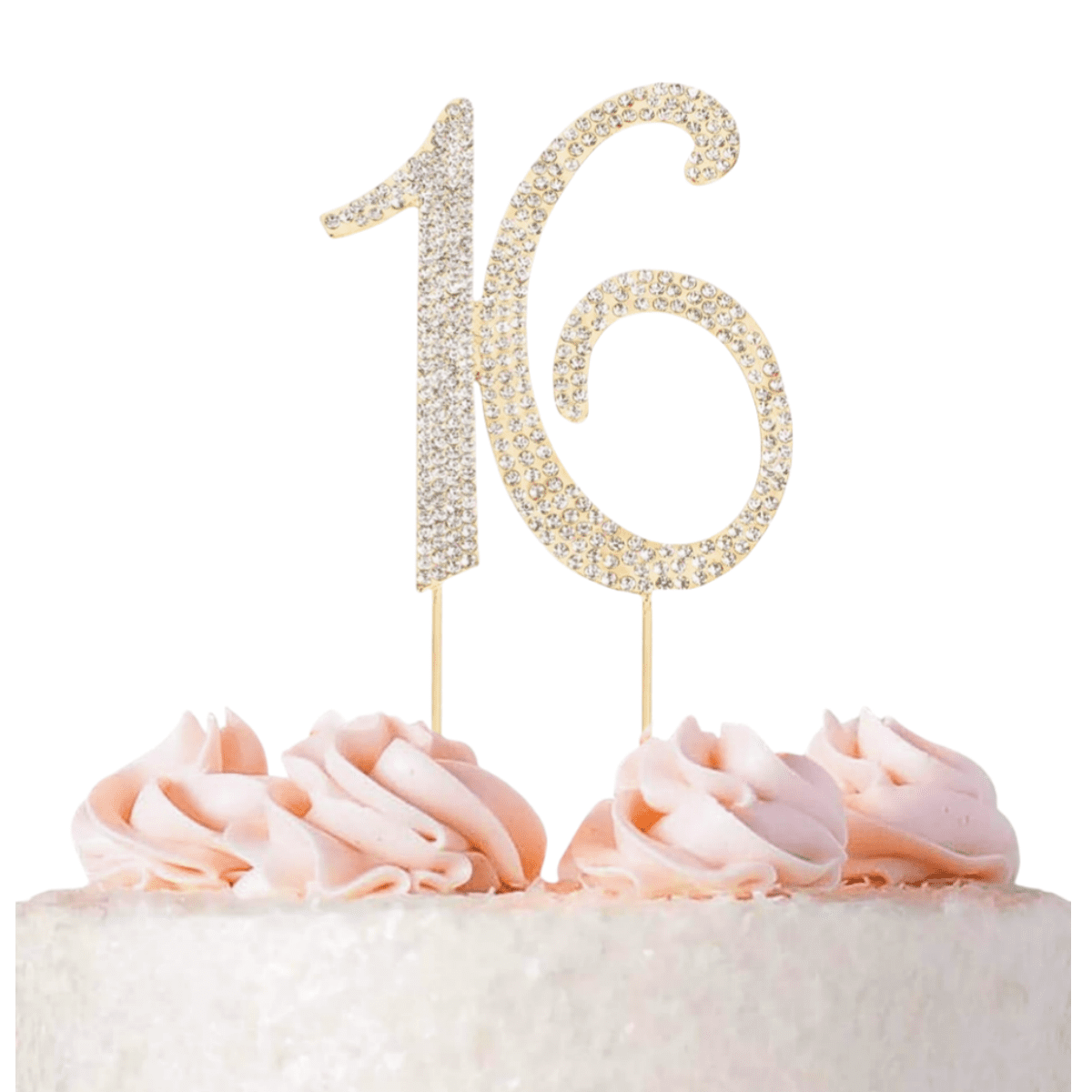 21st Birthday Cake Topper - Rose Gold Metal With Rhinestones, 3.75"x4.63", Protective Box, Reusable Keepsake