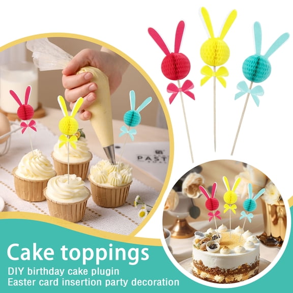 Cake Toppers, Diy Easter Cake Decorations, 12Pcs Paper Cupcake Toppers With Bunny & Egg Designs For Birthday, Easter Party Decorations - Multipurpose Cake Insertions For Party