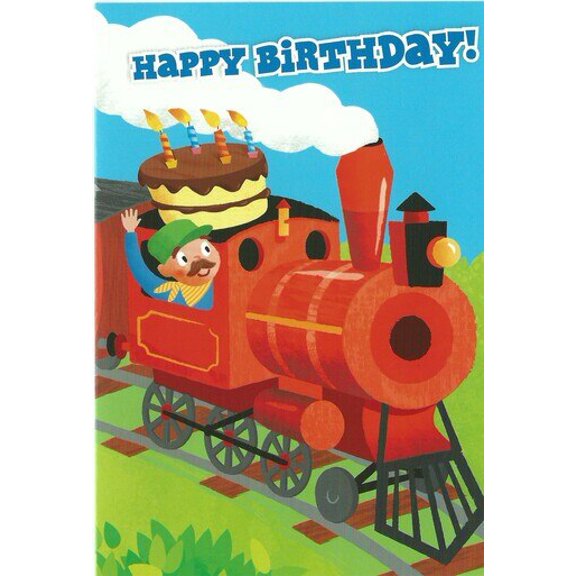 Cake on A Train Birthday Greeting Card