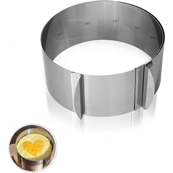 Cake ring, 8 cm height adjustable cake ring stainless steel frame baking pan suitable for cake baking (stainless steel cake ring)
