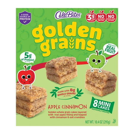 CakeBites Golden Grains Apple Cinnamon, 8 Mini Cakes, 10.4oz, Shelf Stable