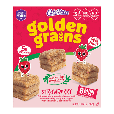 CakeBites Golden Grains Strawberry, 8 Mini Cakes, 10.4oz