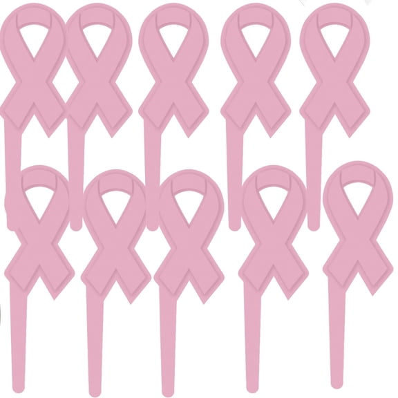 CakeDrake Cake Picks Awareness Ribbon Pink 12 Count
