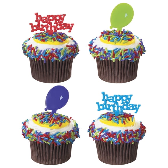 CakeDrake Cake Picks Birthday Balloons 12 Count Colorful Set