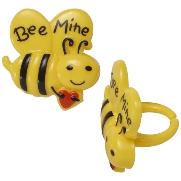 CakeDrake Cupcake Rings Decorative Dessert Toppers Bee Mine 12 Count