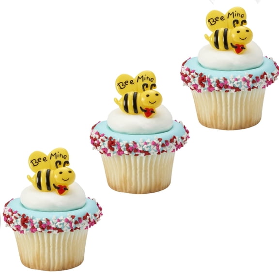 CakeDrake Cupcake Rings Decorative Dessert Toppers Bee Mine 24 Count