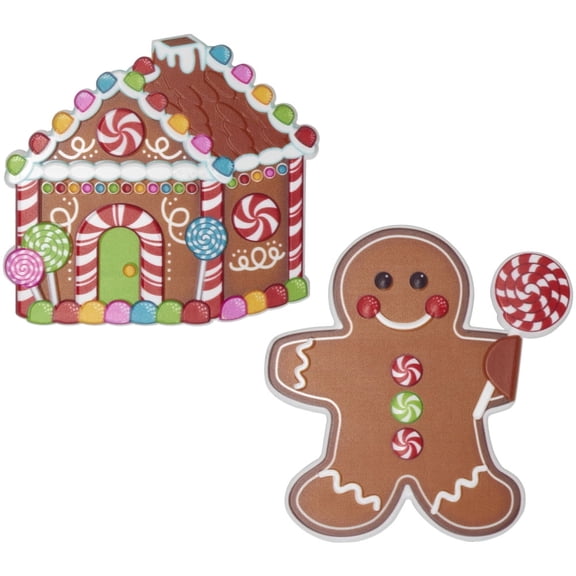 CakeDrake Gingerbread House and Man Cake Layon Set, 2-Piece Holiday Dessert Topper Decorations for Cakes and Cupcakes
