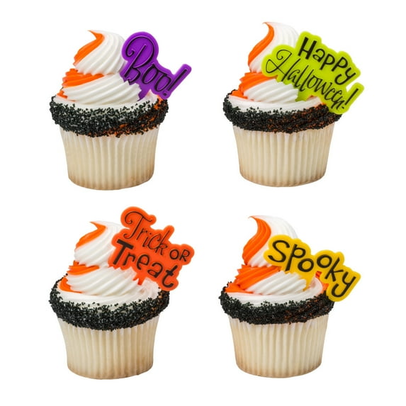 CakeDrake Halloween Greeting Cake Picks (24 Pieces) Halloween Themed Cake Decor Cake Topper