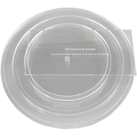 CakeSafe 1/4 Inch Round Basic Essential Kit 2 Each of Round Disk 6-1/4 Inch, 8-1/4 Inch and 10-1/4 Inch with 1/4 Inch Border 1/8 Inch x 2 and Center Hole, Plus 8 Inch Quad Icing Scraper