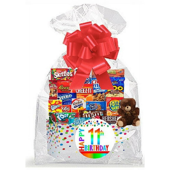 CakeSupplyShop Item#011BSG Happy 11th Birthday Rainbow Thinking Of You Cookies, Candy & More Care Package Snack Gift Box Bundle Set - Ships FAST!