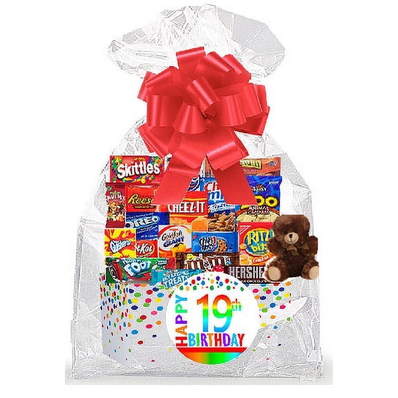CakeSupplyShop Item#019BSG Happy 19th Birthday Rainbow Thinking Of You Cookies, Candy & More Care Package Snack Gift Box Bundle Set - Ships FAST!
