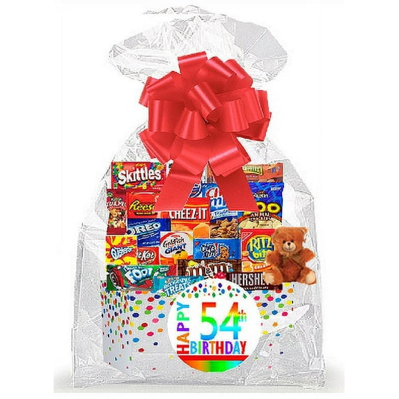 CakeSupplyShop Item#054BSG Happy 54th Birthday Rainbow Thinking Of You Cookies, Candy & More Care Package Snack Gift Box Bundle Set - Ships FAST!