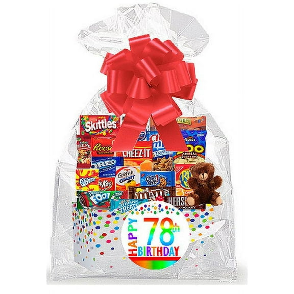 CakeSupplyShop Item#078BSG Happy 78th Birthday Rainbow Thinking Of You Cookies, Candy & More Care Package Snack Gift Box Bundle Set - Ships FAST!