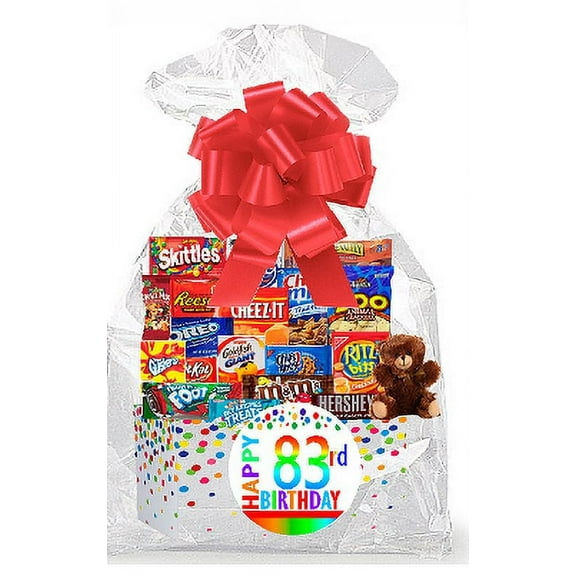 CakeSupplyShop Item#083BSG Happy 83rd Birthday Rainbow Thinking Of You Cookies, Candy & More Care Package Snack Gift Box Bundle Set - Ships FAST!