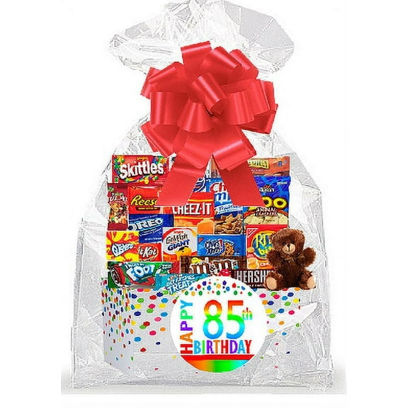 CakeSupplyShop Item#085BSG Happy 85th Birthday Rainbow Thinking Of You Cookies, Candy & More Care Package Snack Gift Box Bundle Set - Ships FAST!