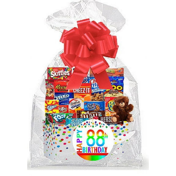 CakeSupplyShop Item#088BSG Happy 88th Birthday Rainbow Thinking Of You Cookies, Candy & More Care Package Snack Gift Box Bundle Set - Ships FAST!
