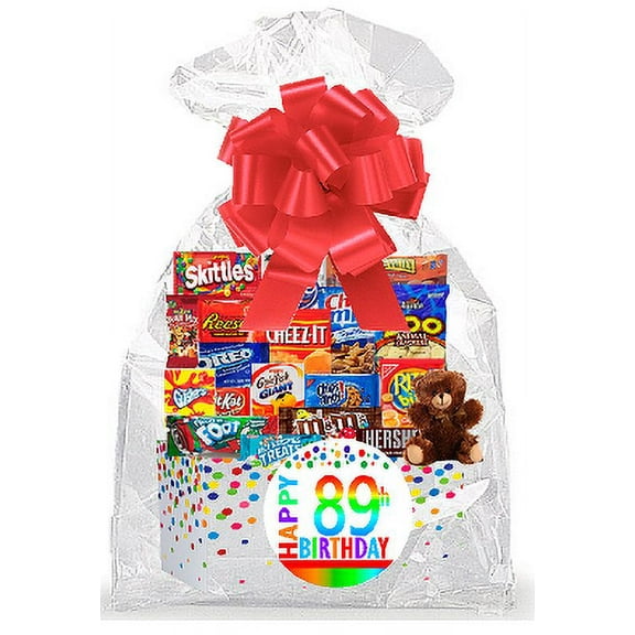 CakeSupplyShop Item#089BSG Happy 89th Birthday Rainbow Thinking Of You Cookies, Candy & More Care Package Snack Gift Box Bundle Set - Ships FAST!