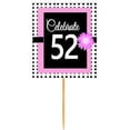 thumbnail image 1 of CakeSupplyShop Item#BPP-052 Happy 52nd Birthday Pink w. Black Polka Dot Novelty Cupcake Decoration Topper Picks -12ct, 1 of 1