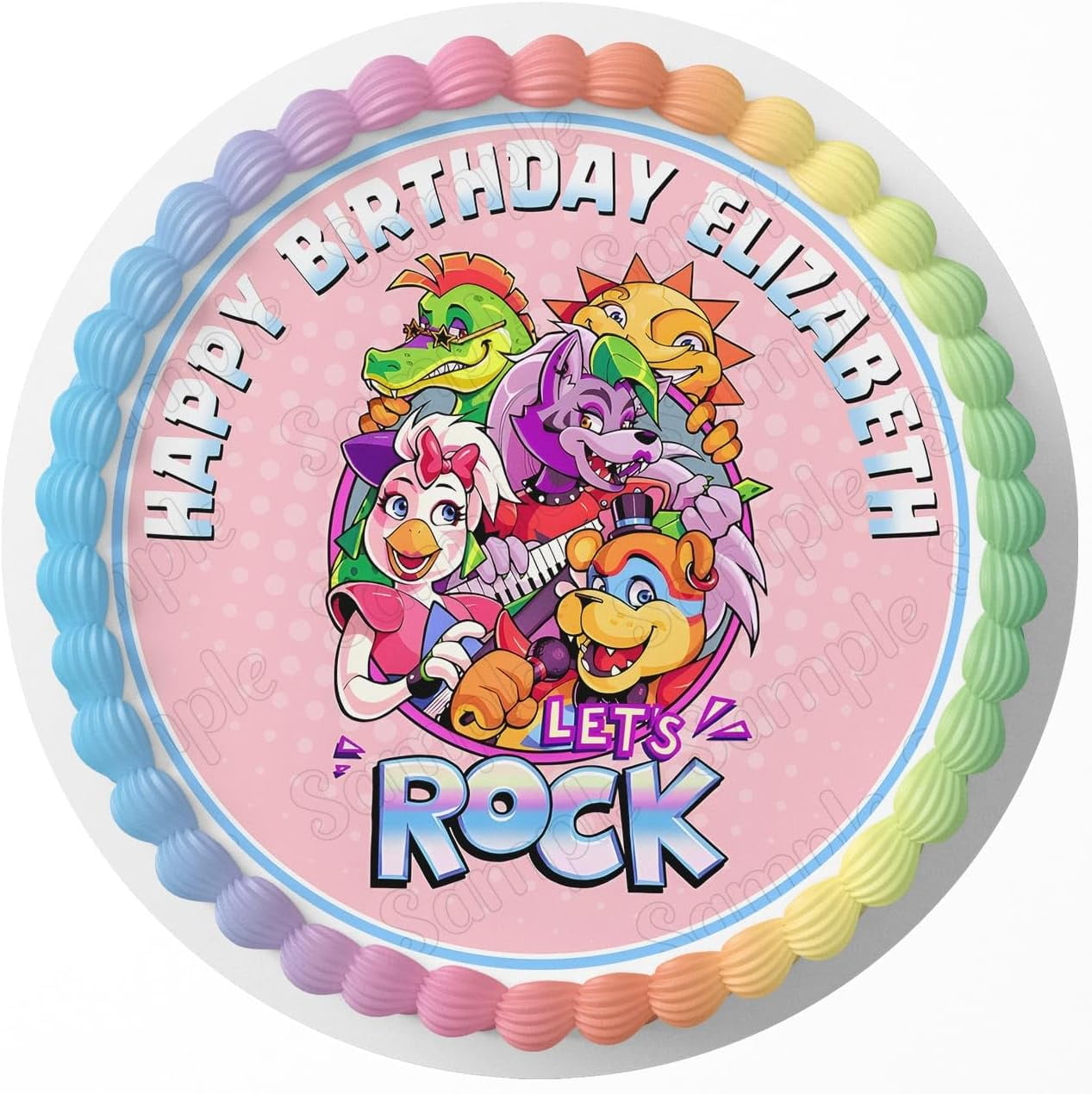 Cakecery Lets ROCK Security Breach FNaF Edible Cake Topper Sheet Image