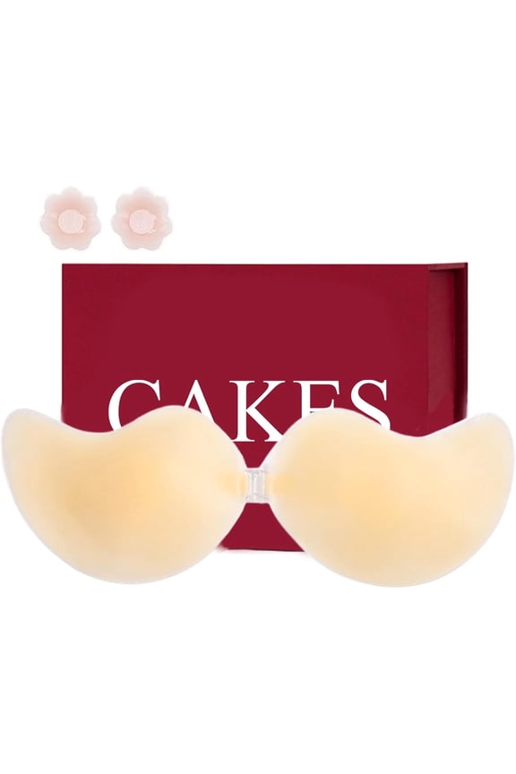 Cakes Cleavage Bra, Cakes Sticky Bra, Invisible Strapless Backless Push Up Self Adhesive Body Bras, Strapless Silicone Bra for Women, Push Up Sticky Bras