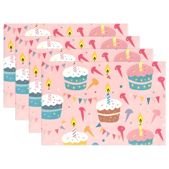 Cakes Flags Candles 12×18 inch Placemats Heat Resistant Washable Foldable Rectangular Placemats Set Decoration Indoor Outdoor for Kitchen Dining Table 1PC