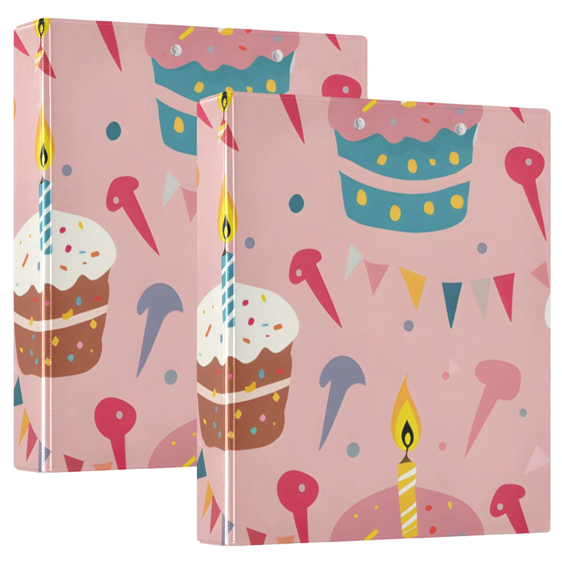 Cakes Flags Candles 3 Ring Binders 1.5 inch Hardcover File Folders with ...