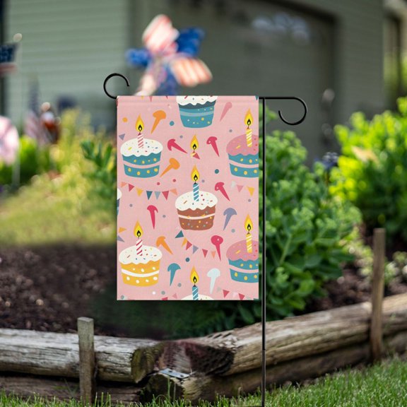 Cakes Flags Candles Garden Flag Double Sided Outdoor Banners for Courtyard Outdoor Lawn Farmhouse Holiday Decorations