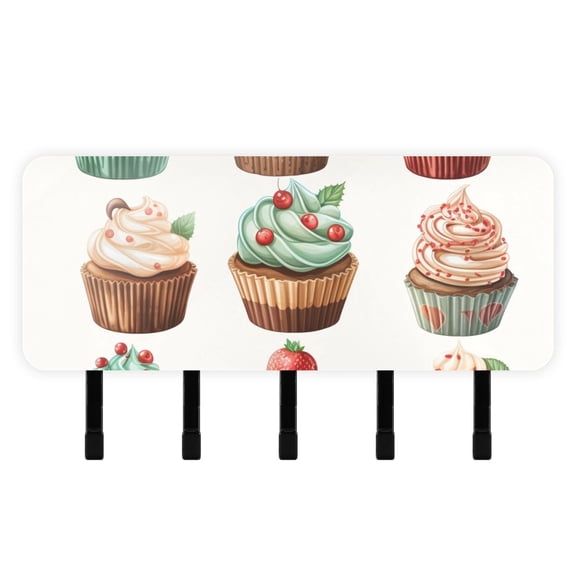 Cakes Mail Holder Organizer Wall Mount with Shelf Key Holder Key Rack with 5 Key Hooks for Wall Decorative