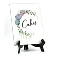 thumbnail image 1 of Cakes Table Sign with Easel, Floral Crescent Design (6" x 8"), 1 of 1