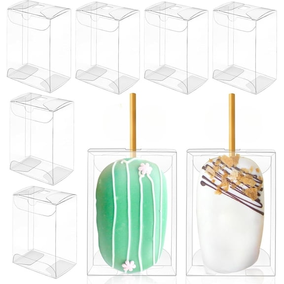 Cakesicle Boxes with Hole 30 Pcs Clear Treat Boxes for Party Candy 3.72.21.5 Inches