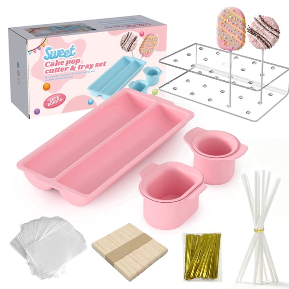 Cakesicle Cutter, Cake Pop Mold Set with 9.3 in Tray Acrylic Stand, Sticks, Bags and Twist Ties, Baking Tools for Home Party Wedding Desserts