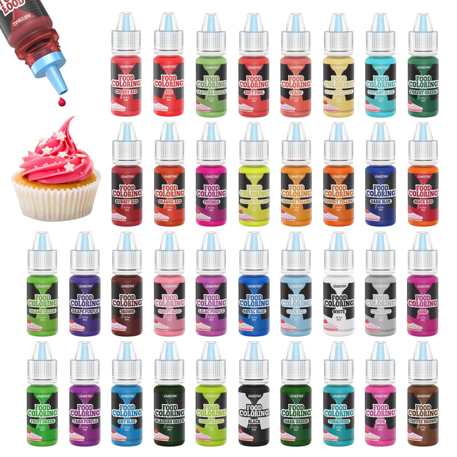 Cakestar Food Coloring Liquid, 36 Vibrant Food Coloring for Slime