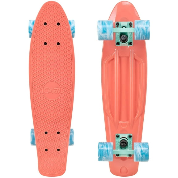 Cal 7 22.5 In. Complete Mini Cruiser Plastic Skateboard with Swirl Wheels