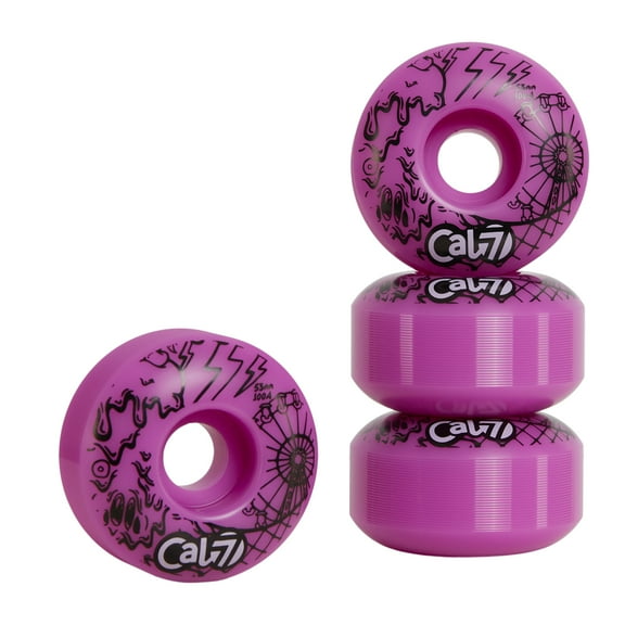 Cal 7 53mm 100A Skateboard Wheels with Original Ice Cream and Taco Art (Pink Ice Cream)