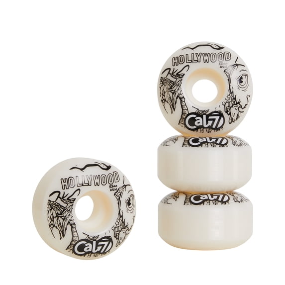 Cal 7 53mm 100A Skateboard Wheels with Original Ice Cream and Taco Art (White Taco)