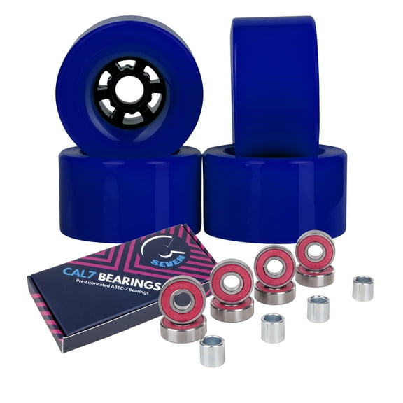 Cal 7 90mm 78A Longboard Flywheels + ABEC 7 Bearings and Spacers (Blue)