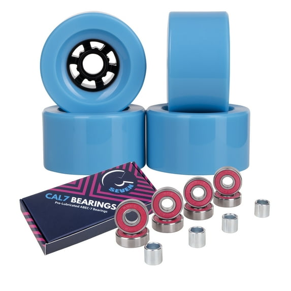 Cal 7 97mm 78A Longboard Flywheels + ABEC 7 Bearings and Spacers (Light Blue)
