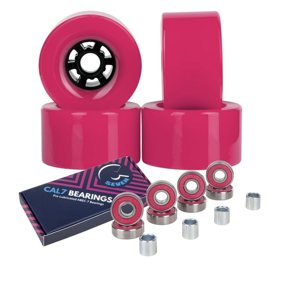 Cal 7 97mm 78A Longboard Flywheels + ABEC 7 Bearings and Spacers (Pink)