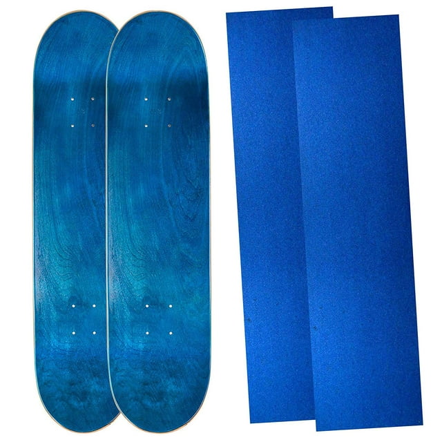 Cal 7 Blank Maple Skateboard Deck with Color Grip Tape | 8.5 Inch | Two Pack (Blue)
