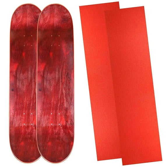 Cal 7 Blank Maple Skateboard Deck with Color Grip Tape | 8.5 Inch | Two Pack (Red)
