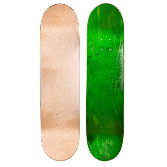 Cal 7 Blank Maple Skateboard Decks | 8.5 Inch | Two Pack Combinations (Natural, Green)