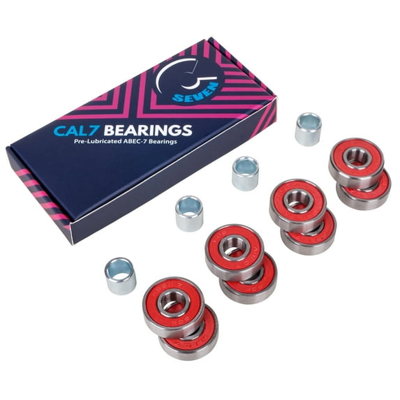 Cal 7 Premium ABEC-7 Pre-Lubricated Bearings and Spacers (Pack of eight)