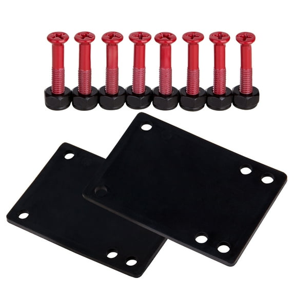 Cal 7 Skateboard 1/8" Riser Pads and 1" Hardware (Red)