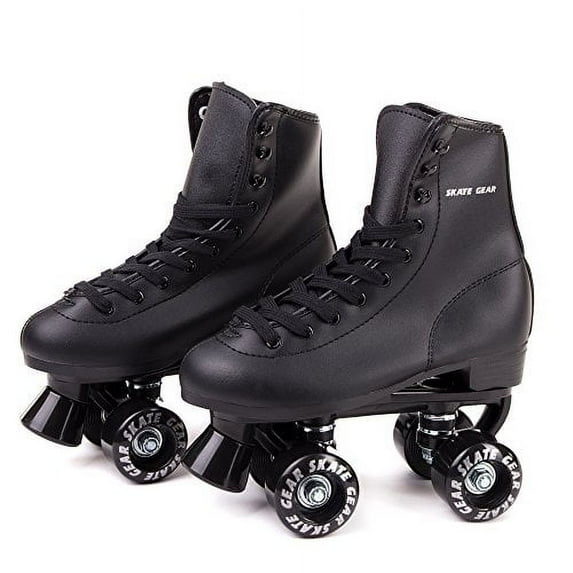 Cal 7 Soft Boot Roller Skate, Retro Fashion High Top Design in Faux Leather for Indoor & Outdoor (Black, Youth 1)