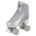 thumbnail image 1 of Cal 7 Sparkly Roller Skates for Indoor & Outdoor Skating, Faux Leather Quad Skate with Ankle Support & 83A PU Wheels for Kids & Adults (Silver, Men's 9/ Women's 10), 1 of 7