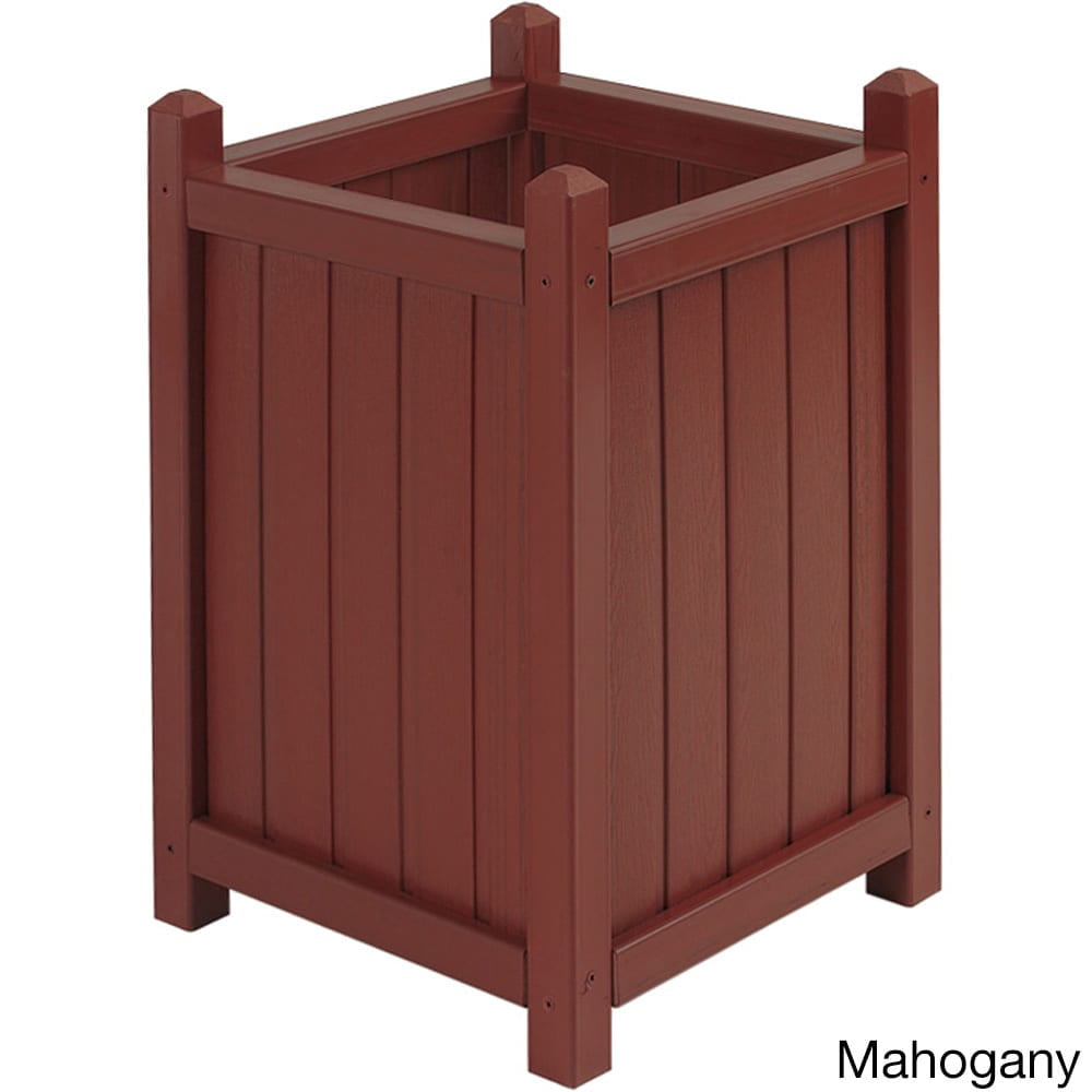 Mahogany Weather-Resistant Composite Tall Square Planter